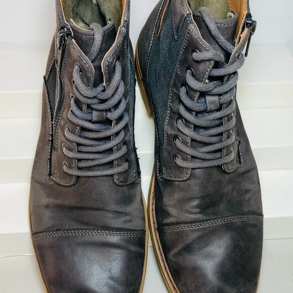 MENS 10.5M Sonoma GoodsForLife Ankle Boots Side-Zip/Lace-Up,Leather/Textile,Gray - Picture 4 of 8